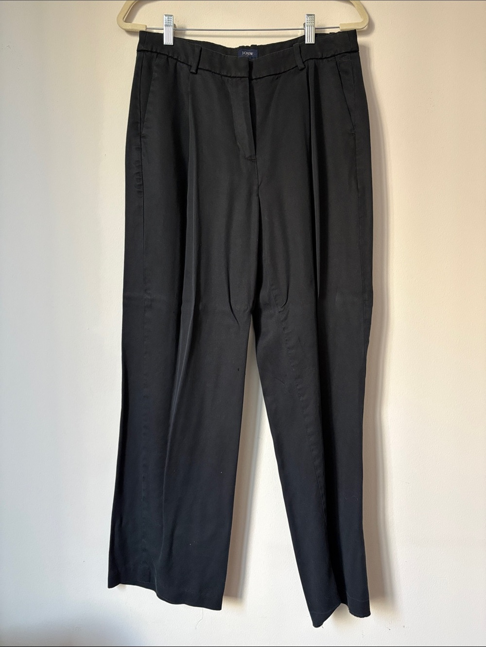 J. Crew Black Pleated Straight-Leg Pants
